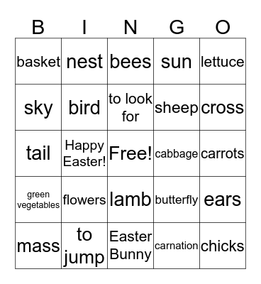 Easter Bingo Card