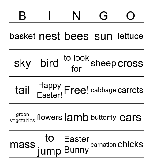 Easter Bingo Card