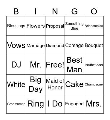 The Engagement of Gabriel & Jenevieve Bingo Card