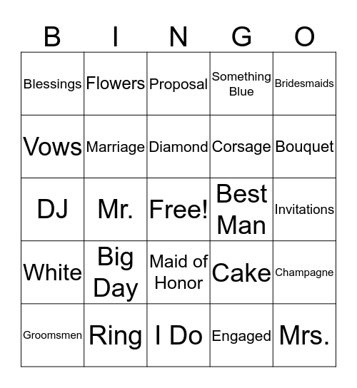 The Engagement of Gabriel & Jenevieve Bingo Card
