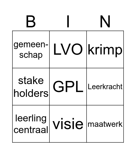 Bla-bla-bingo Card