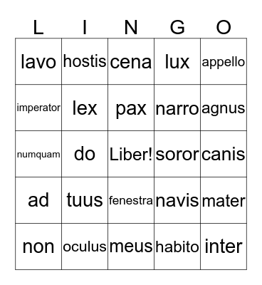 Latina Christiana Unit 4 Review Bingo Card