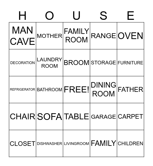 HOUSE WARMING  Bingo Card