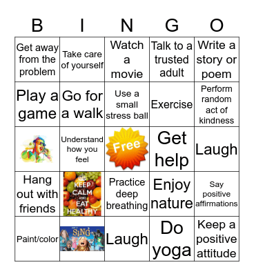 Coping Skills Bingo Card