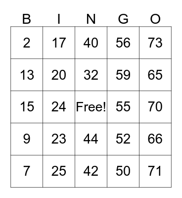 English Logistics Bingo Card