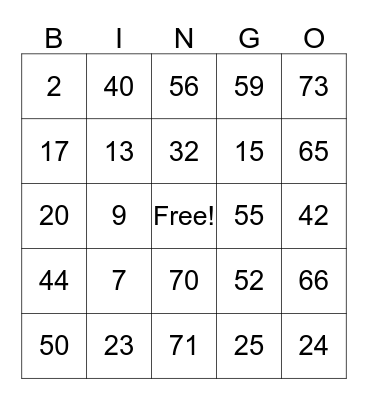 English Logistics Bingo Card
