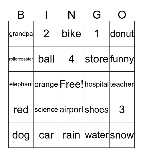 Context Clue BINGO Card