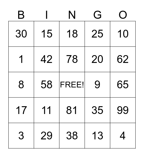 RESERVATIONS  Bingo Card