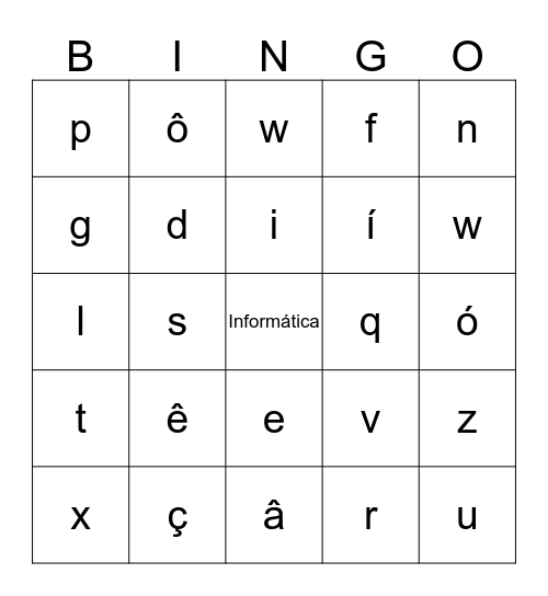 Bingo Braille-IFAP Bingo Card