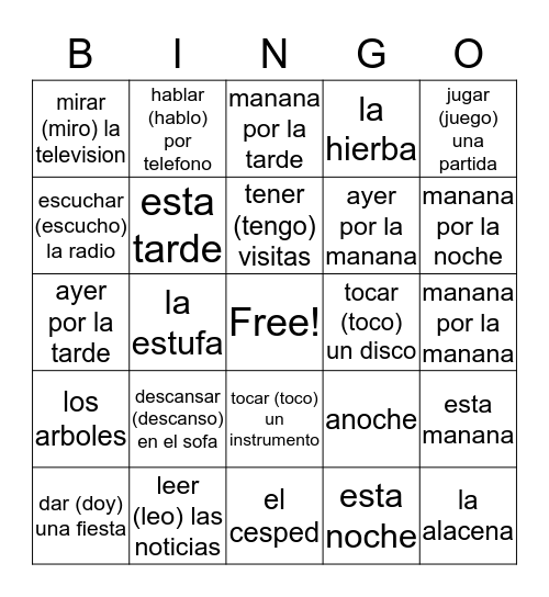 Chapter 20 Bingo Card