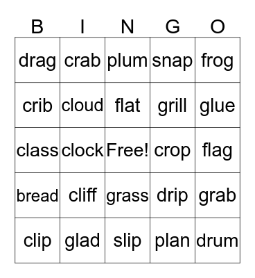 Beginning Blends  Bingo Card