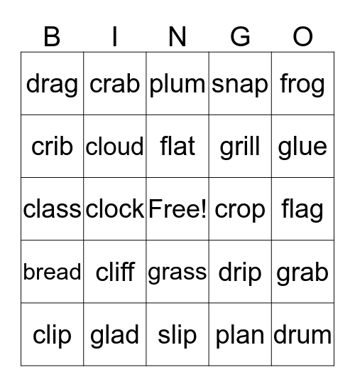 Beginning Blends  Bingo Card