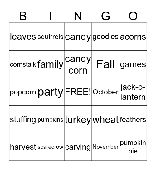 FALL Into Grace Bingo Card