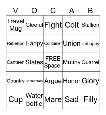 Hold the Flag High Bingo Card