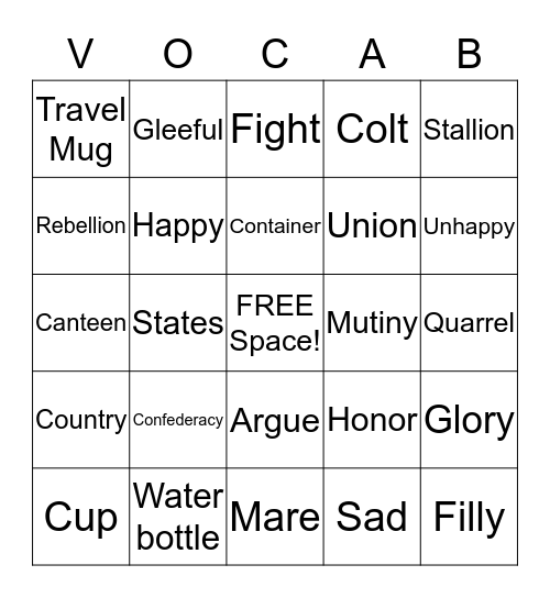 Hold the Flag High Bingo Card