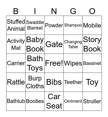 Baby Bingo Card
