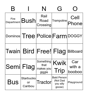 HADLERS UBER FUN BINGOOOOO Bingo Card