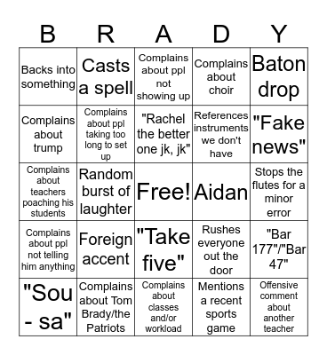 Walters Bingo Card