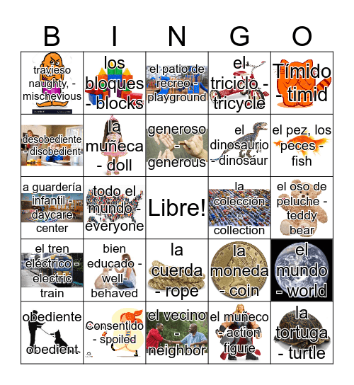 Spanish Vocab Bingo Card