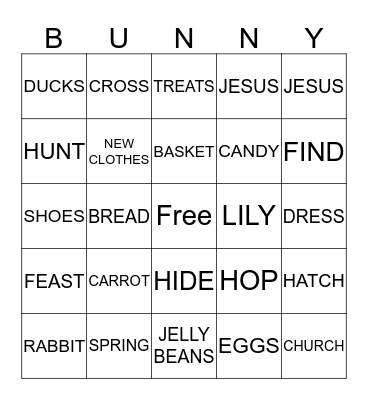 EASTER BINGO Card