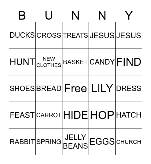 EASTER BINGO Card