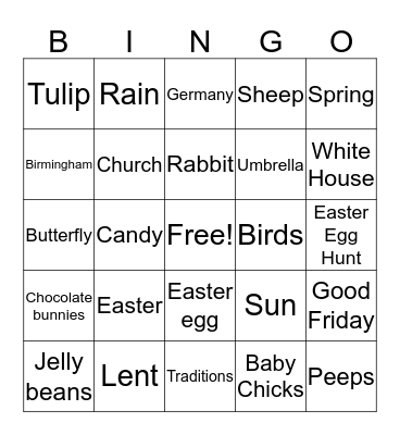 Spring/Easter Bingo Card