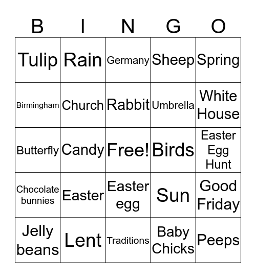 Spring/Easter Bingo Card