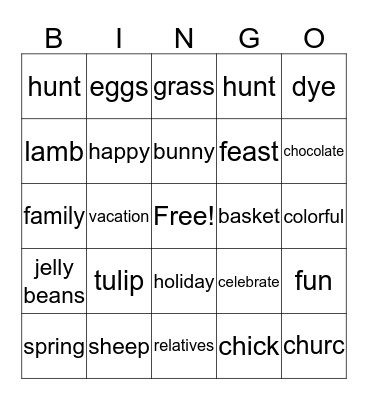 EASTER Bingo Card