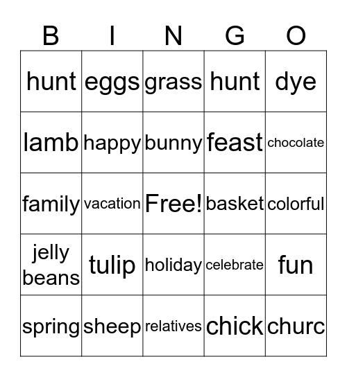 EASTER Bingo Card