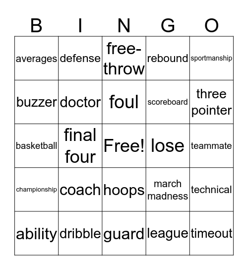 March Madness Bingo Card