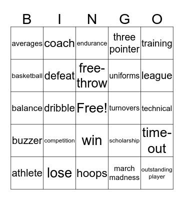 March Madness Bingo Card