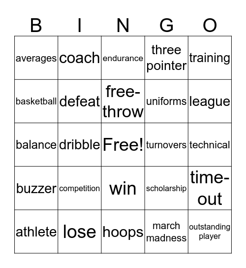 March Madness Bingo Card