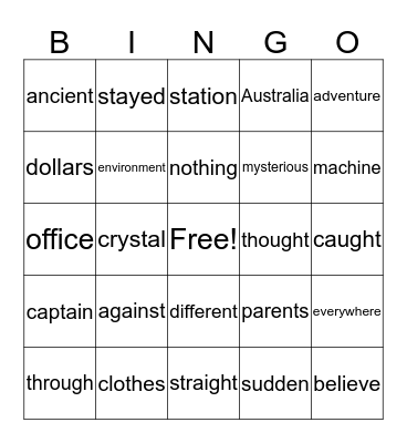 Stage 3  Bingo Card