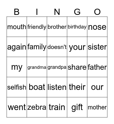 Red Bear Bingo Card