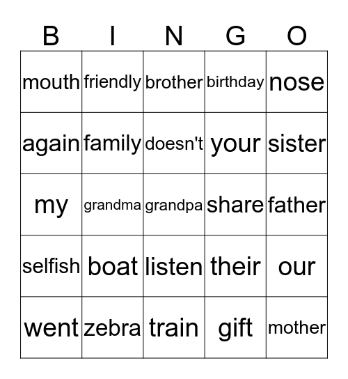 Red Bear Bingo Card