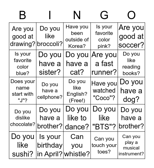 EIE Bingo! Bingo Card
