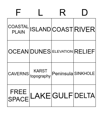 FLORIDA LANDFORMS Bingo Card
