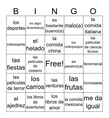 Chapter 2 Part 2 Bingo Card