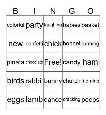 Happy Easter Bingo Card