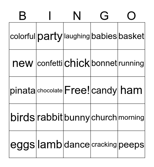 Happy Easter Bingo Card