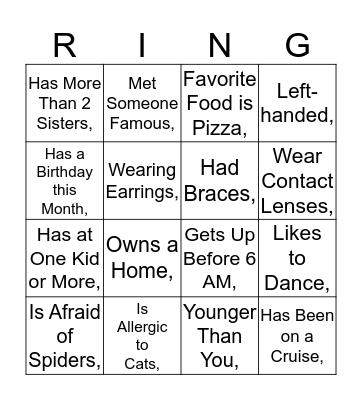 RING Bingo Card