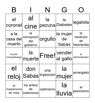 Capitulo 5 Bingo Card
