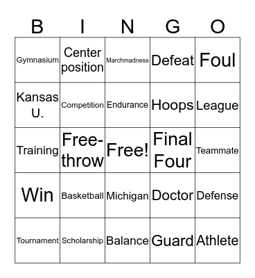 March Madness Bingo Card