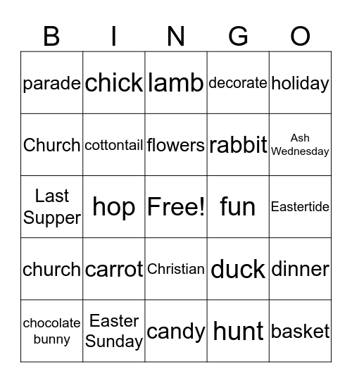 HAPPY EASTER! Bingo Card