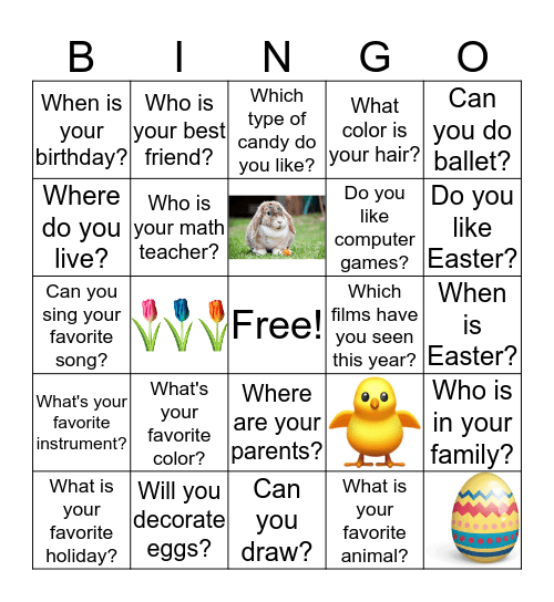 EASTER AND SPEAKING! Bingo Card