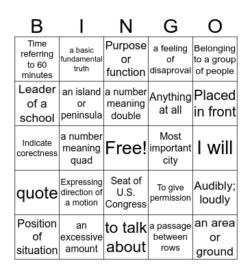 Homophones! Bingo Card