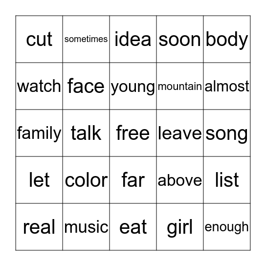 3D Bingo Card