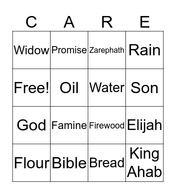 Be Caring Bingo Card