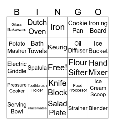 Bridal Shower Bingo! Bingo Card