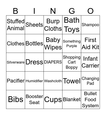 It is a Girl! Bingo Card